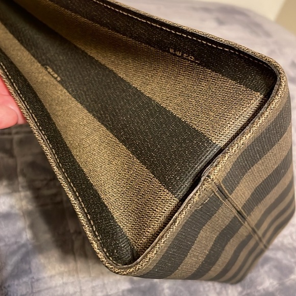 Fendi Vintage Logo Stamp Pequin Coated Canvas Shoulder Bag - Picture 8 of 15